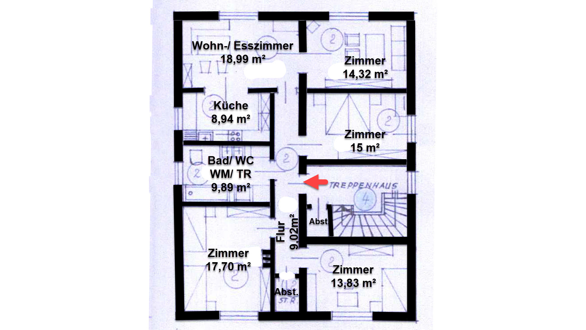 Morsbach: Gepflegte 4-Zimmer-Eigentumswohnung mit 2 Parkplätzen, Grundriss 